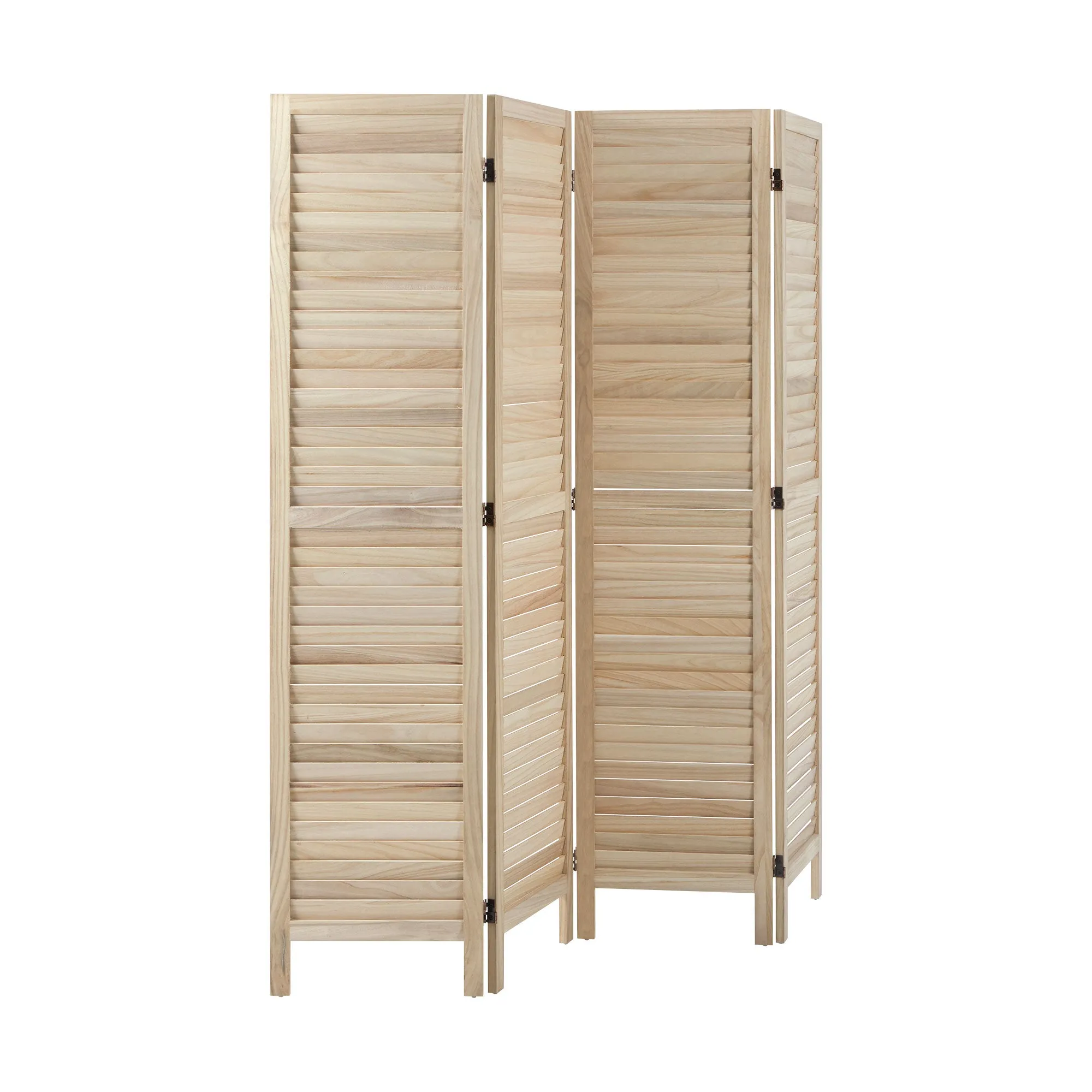 Oikiture 4 Panel Room Divider Privacy Screen Partition Timber Wooden Natural