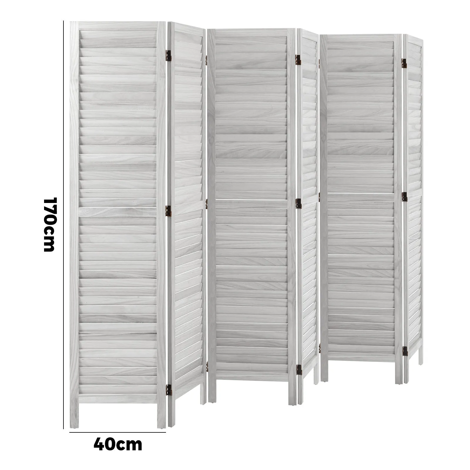 Oikiture 6 Panel Room Divider Privacy Screen Partition Timber Wooden Fold White