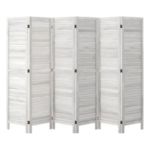 Oikiture 6 Panel Room Divider Privacy Screen Partition Timber Wooden Fold White