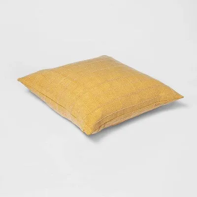 Open Box - Oversized Woven Washed Windowpane Square Throw Pillow Yellow - Threshold