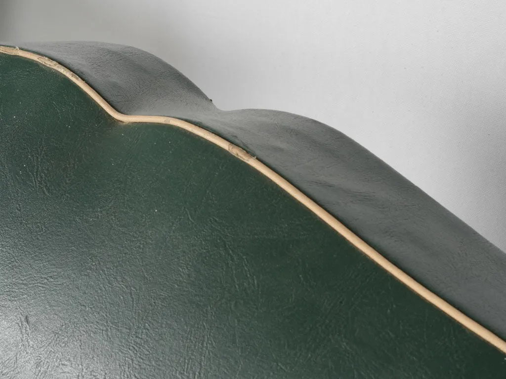 Pair of 1950s Green Faux Leather Club Chairs w/ mustache backs 29½"
