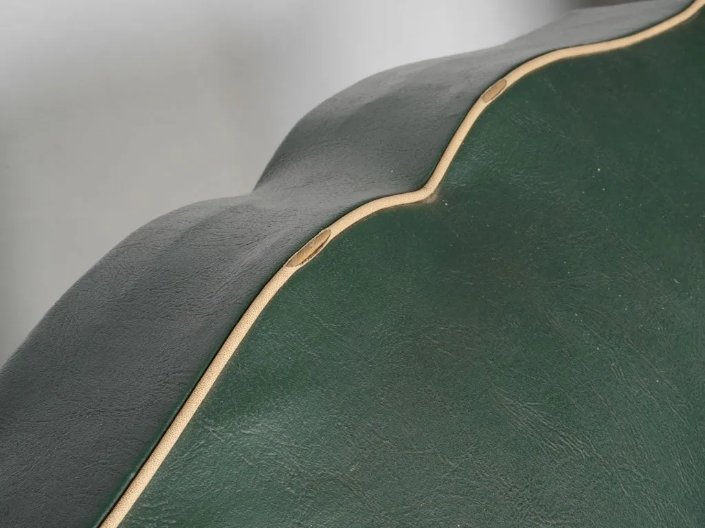 Pair of 1950s Green Faux Leather Club Chairs w/ mustache backs 29½"