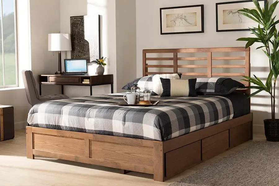Phyre Ash Walnut Brown Wood 3-Drawer Platform Storage Bed (Queen)