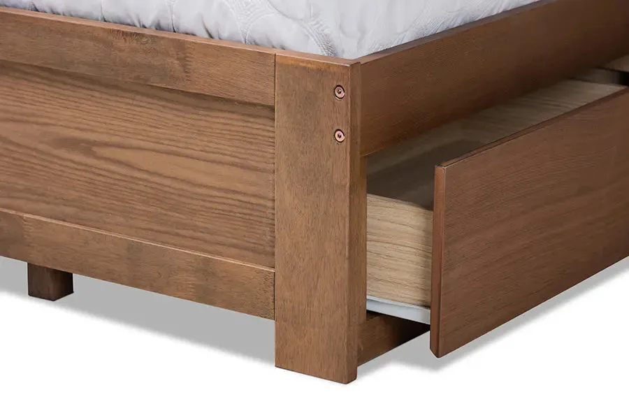 Phyre Ash Walnut Brown Wood 3-Drawer Platform Storage Bed (Queen)