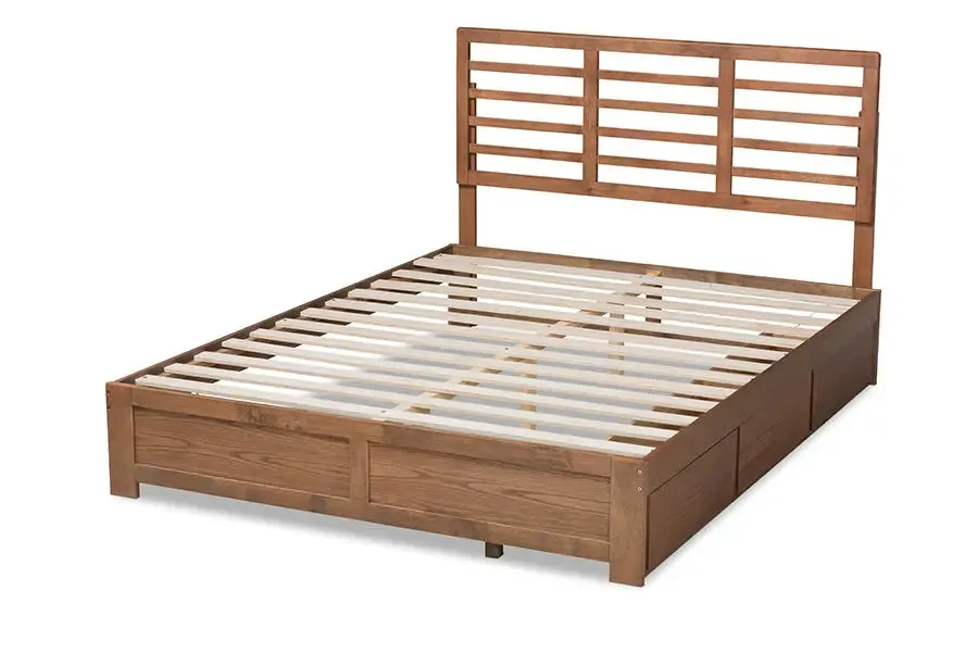 Phyre Ash Walnut Brown Wood 3-Drawer Platform Storage Bed (Queen)