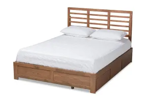 Phyre Ash Walnut Brown Wood 3-Drawer Platform Storage Bed (Queen)