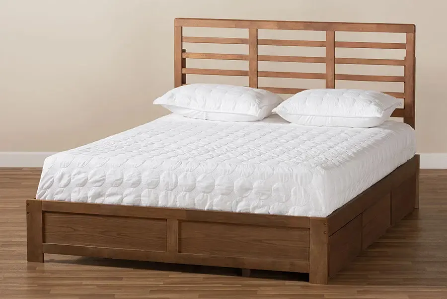Phyre Ash Walnut Brown Wood 3-Drawer Platform Storage Bed (Queen)