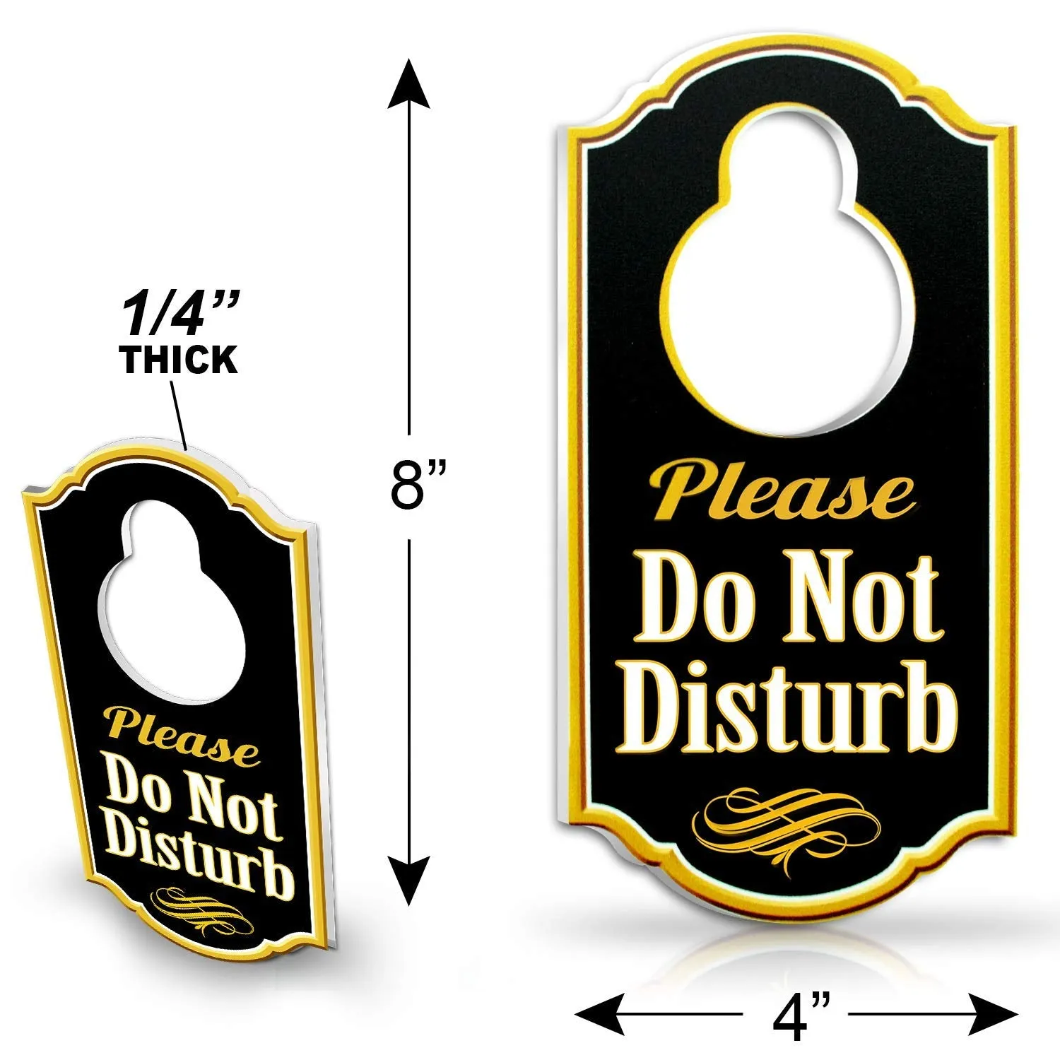 Please Do Not Disturb Door Hanger Sign - 1/4 inch Thick Rigid PVC - 8 inch x 4 inch w