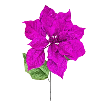 Poinsettia Glitter Purple 20cm