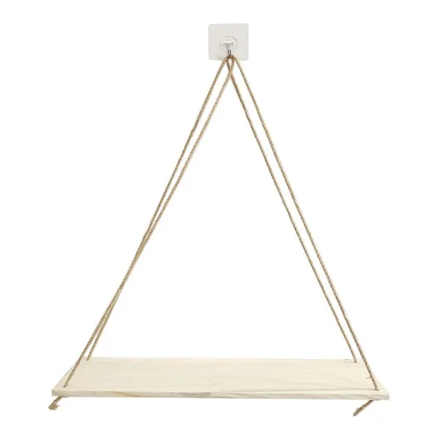 Premium Wood Swing Hanging Rope Wall Mounted Shelves Plant Flower Pot Rack indoor outdoor decoration simple design Shelves #Y20