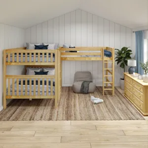 Queen   Twin XL High Corner Loft Bunk with Straight Ladders