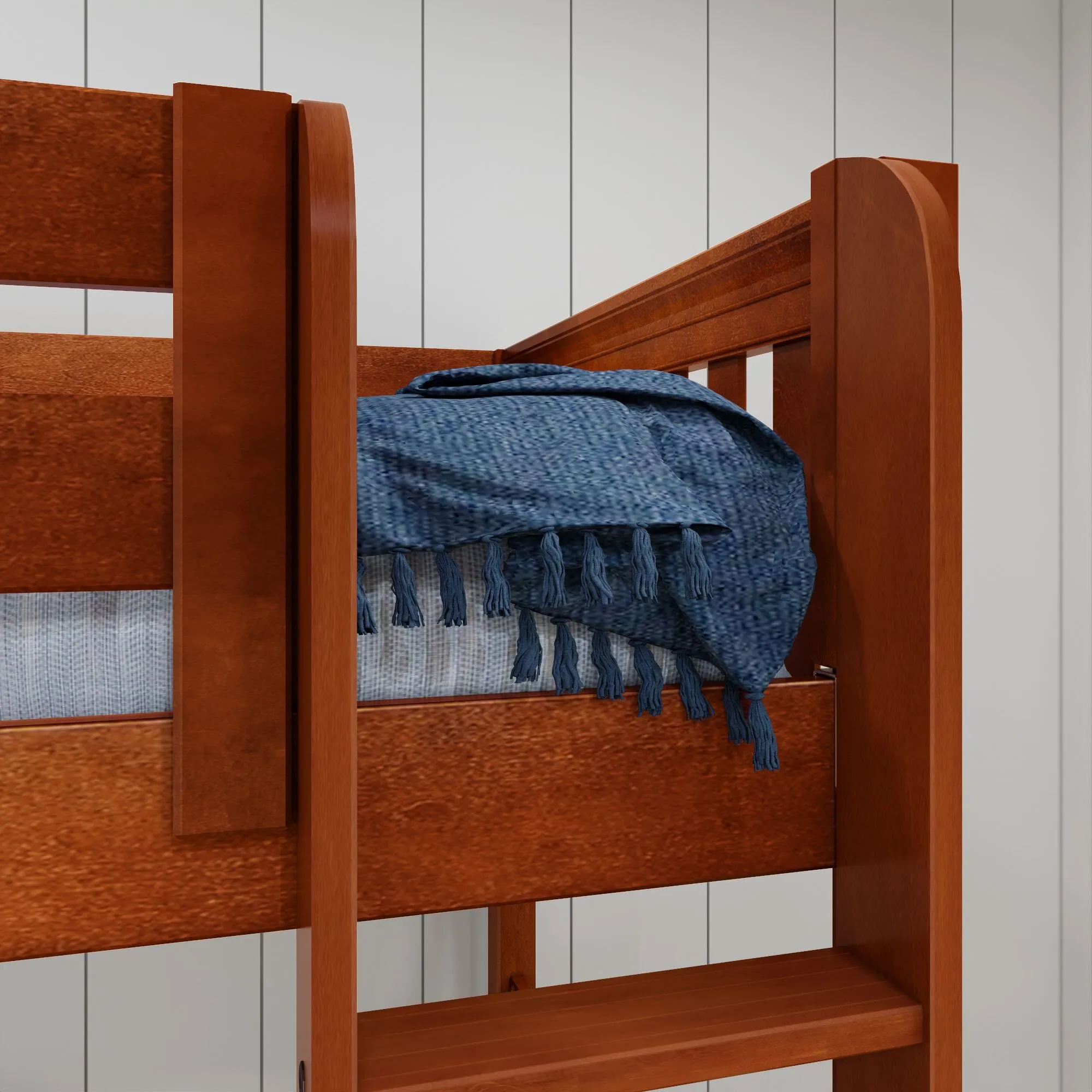 Queen   Twin XL High Corner Loft Bunk with Straight Ladders
