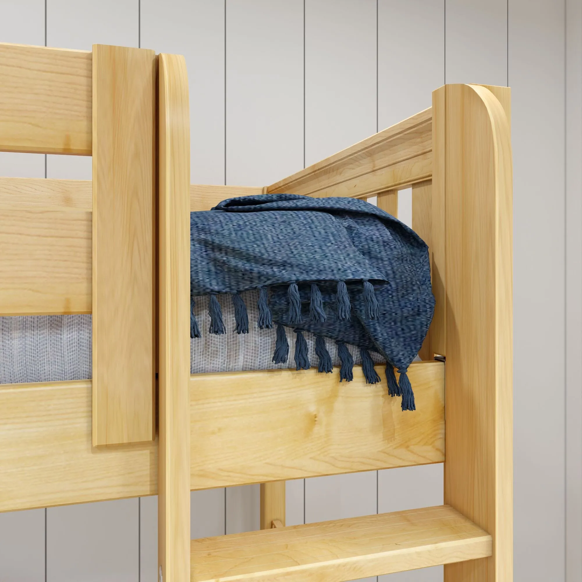 Queen   Twin XL High Corner Loft Bunk with Straight Ladders