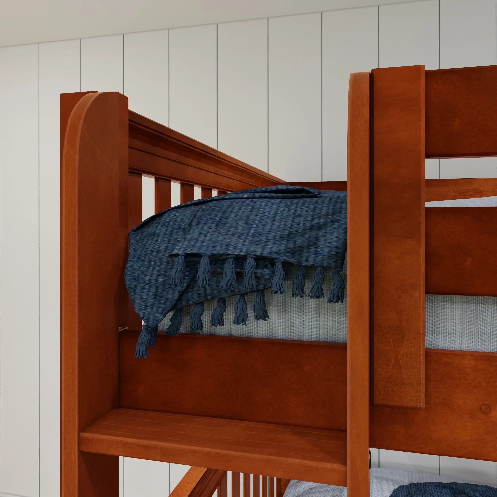 Queen   Twin XL High Corner Loft Bunk with Straight Ladders