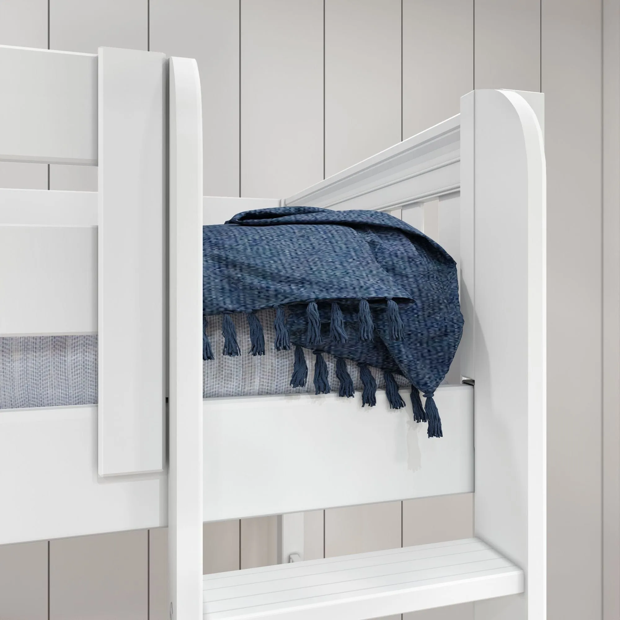 Queen   Twin XL High Corner Loft Bunk with Straight Ladders