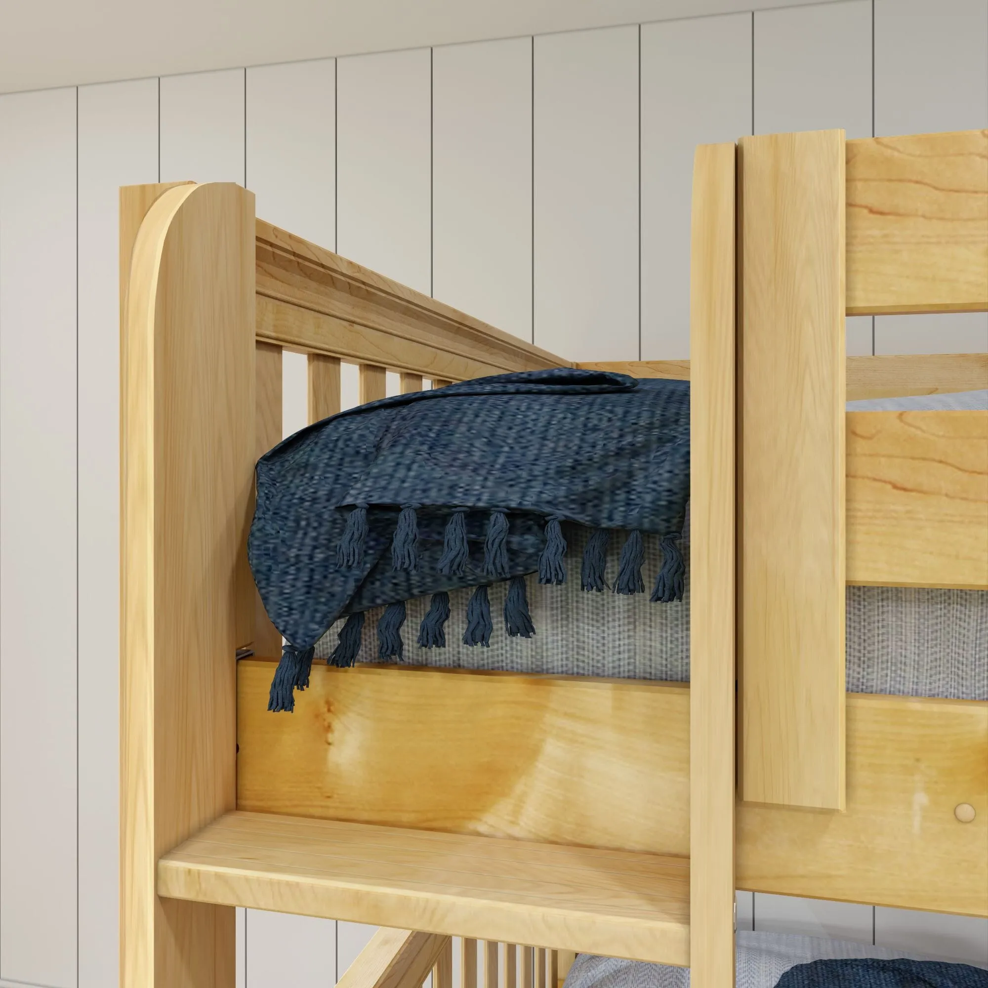 Queen   Twin XL High Corner Loft Bunk with Straight Ladders