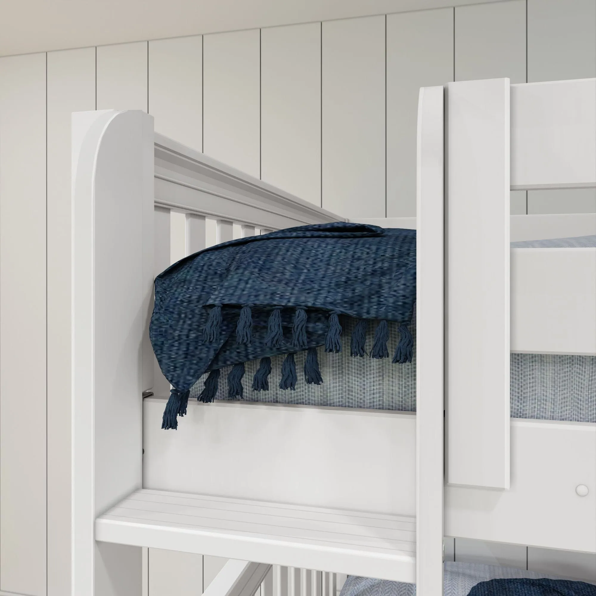Queen   Twin XL High Corner Loft Bunk with Straight Ladders