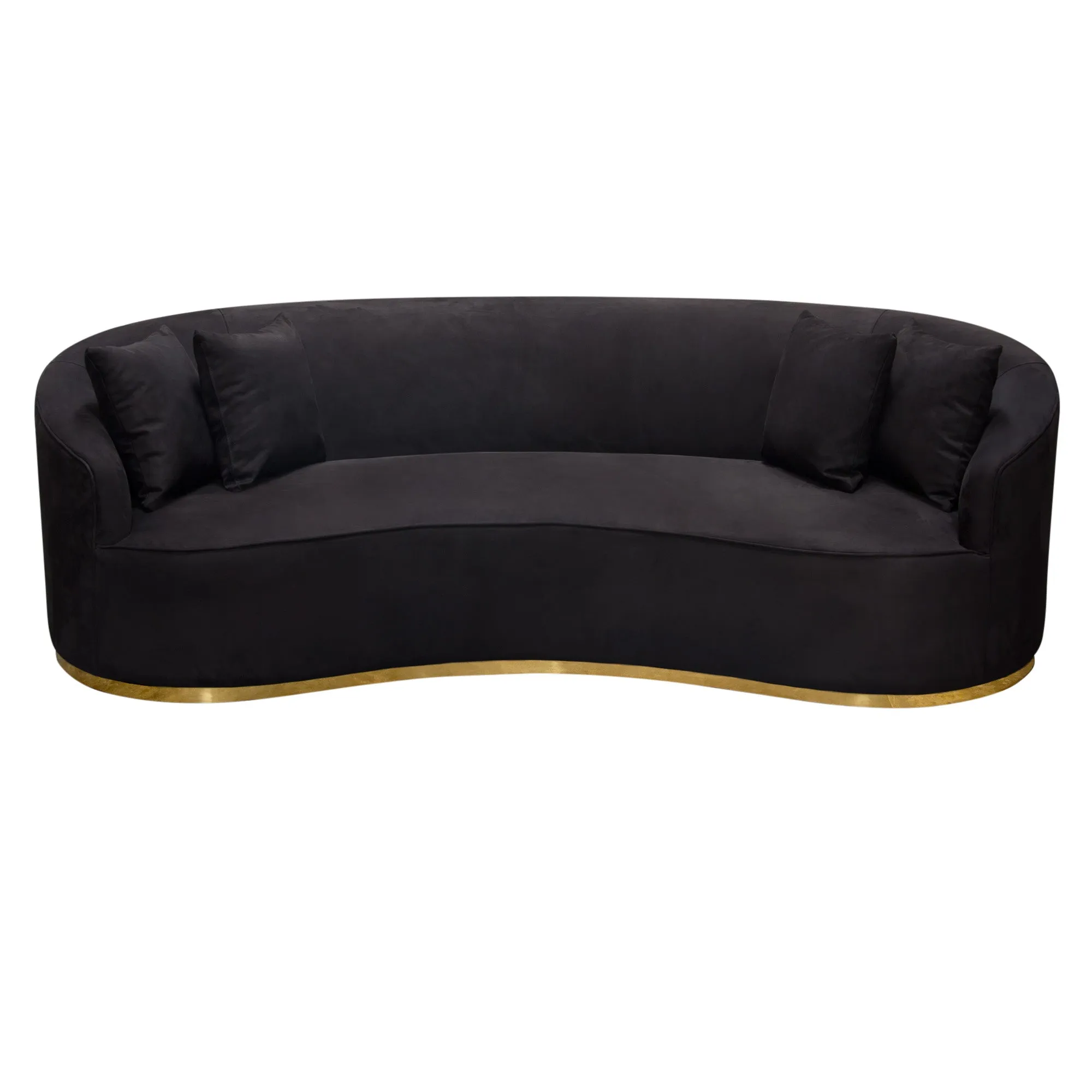 Raven Sofa in Black Suede Velvet w/ Brushed Gold Accent Trim by Diamond Sofa
