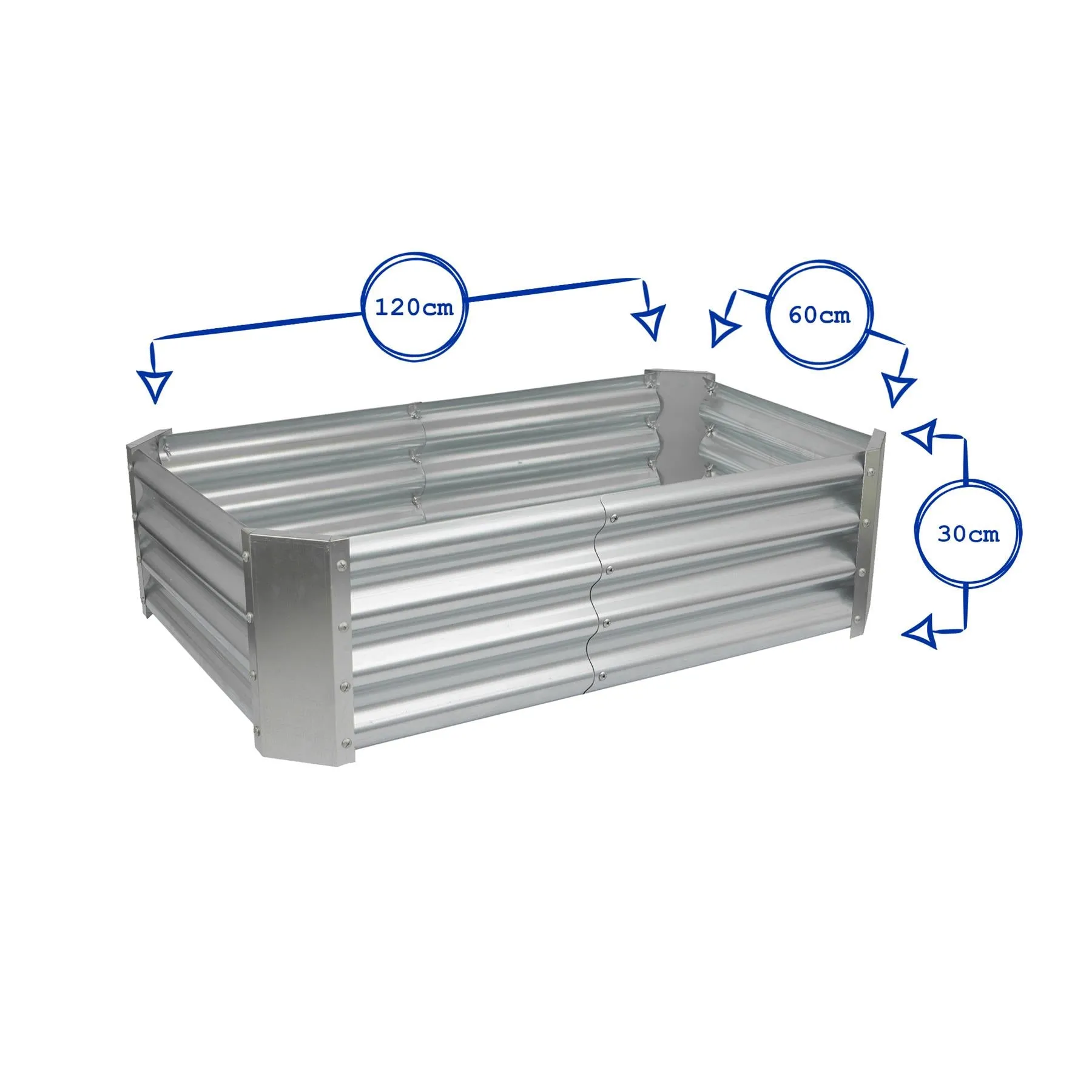 Rectangular Galvanised Steel Raised Garden Bed - 120cm x 60cm - By Harbour Housewares