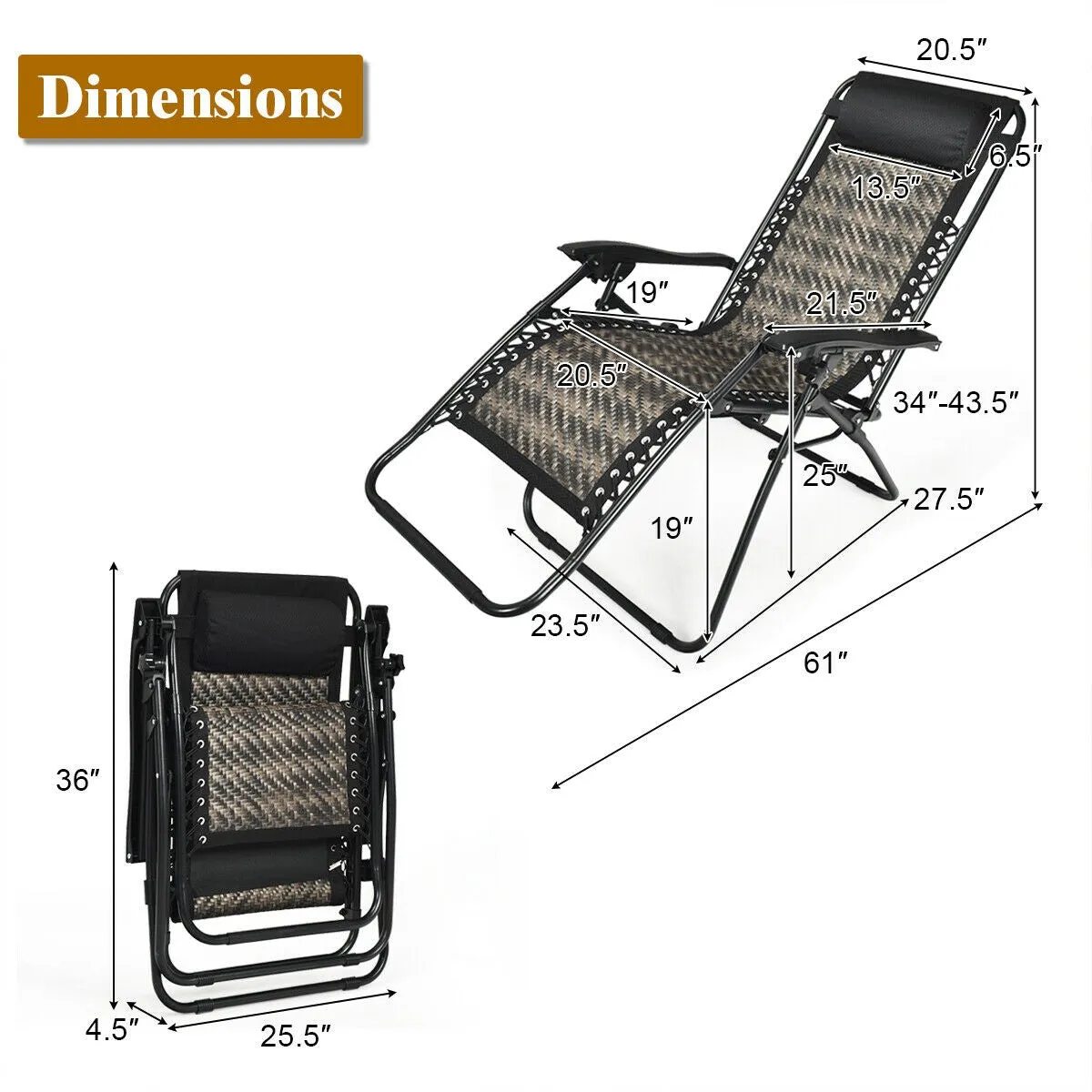 RIVER Rattan Zero Gravity Chair with Pillow