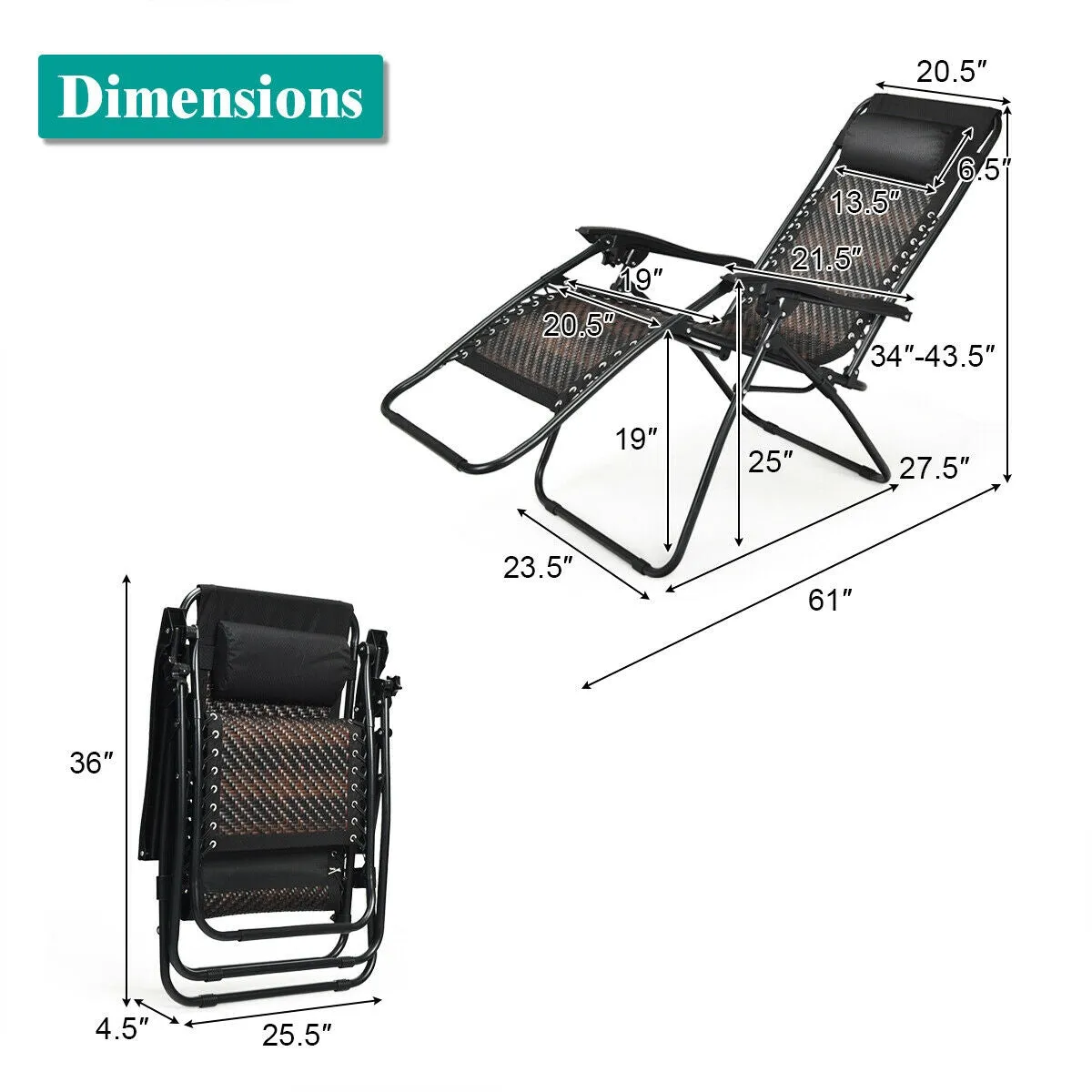 RIVER Rattan Zero Gravity Chair with Pillow