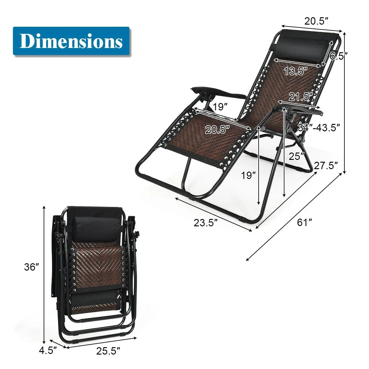 RIVER Rattan Zero Gravity Chair with Pillow