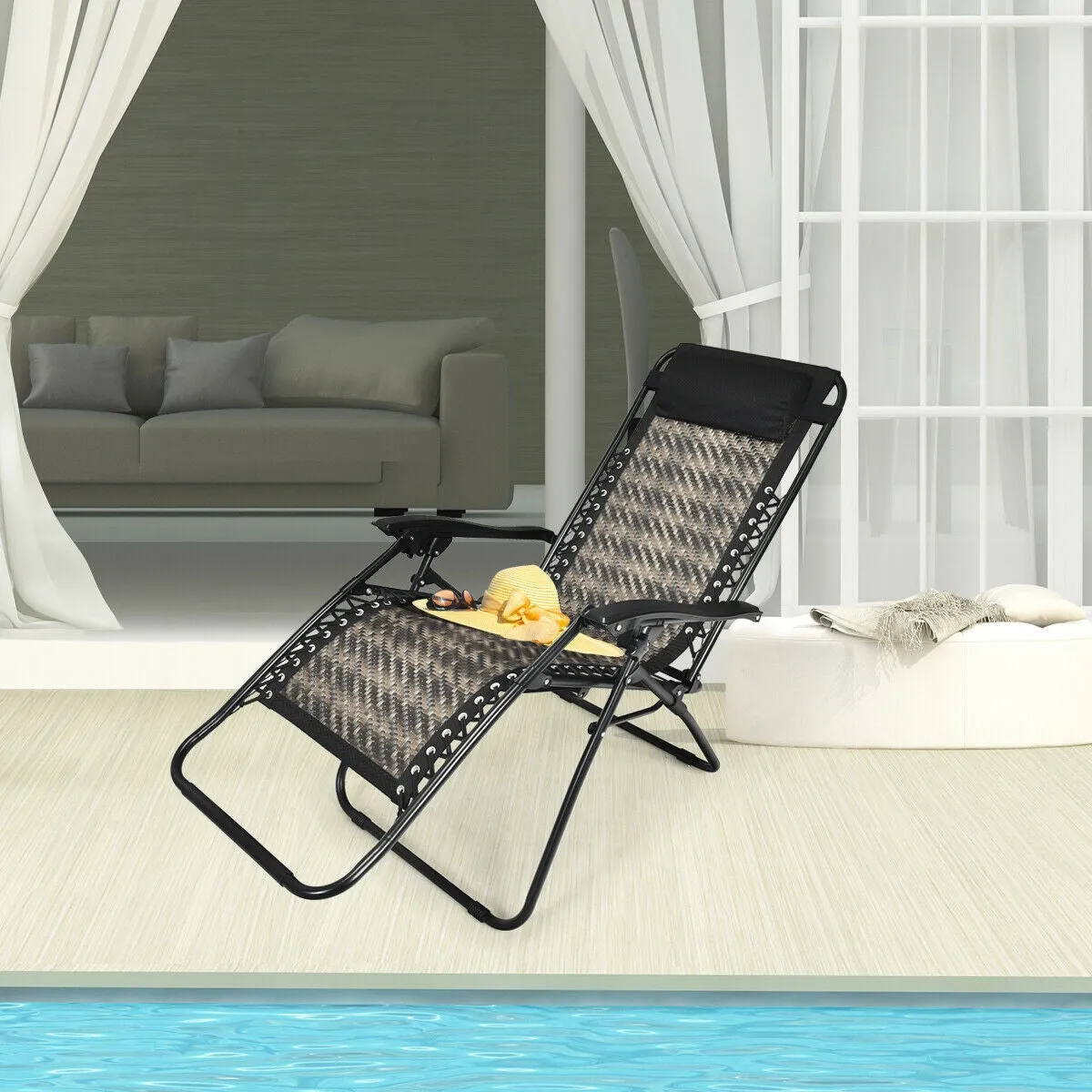 RIVER Rattan Zero Gravity Chair with Pillow