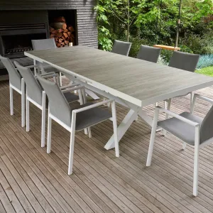 ROYCE & YAMBA EXT DINING SETTING 9 PCE - WHITE