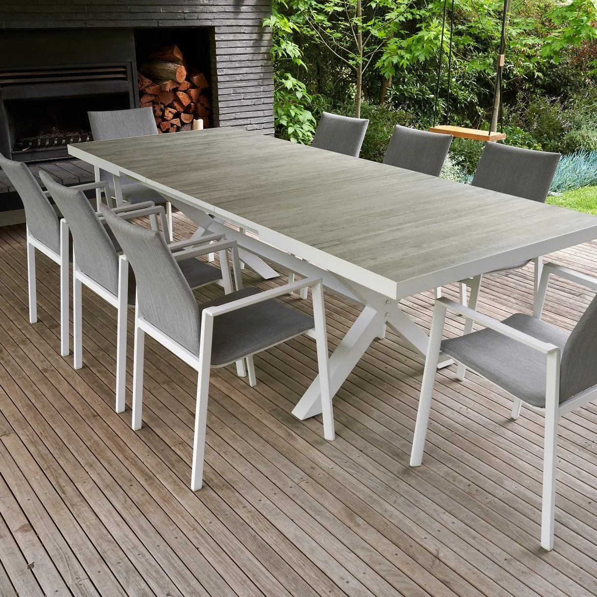 ROYCE & YAMBA EXT DINING SETTING 9 PCE - WHITE