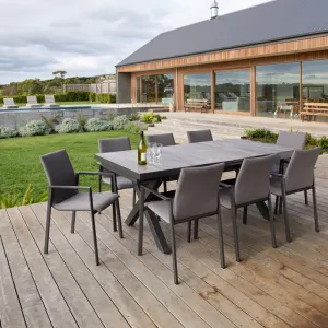 Royce & Yamba Extension Dining Setting - 9 pce Charcoal
