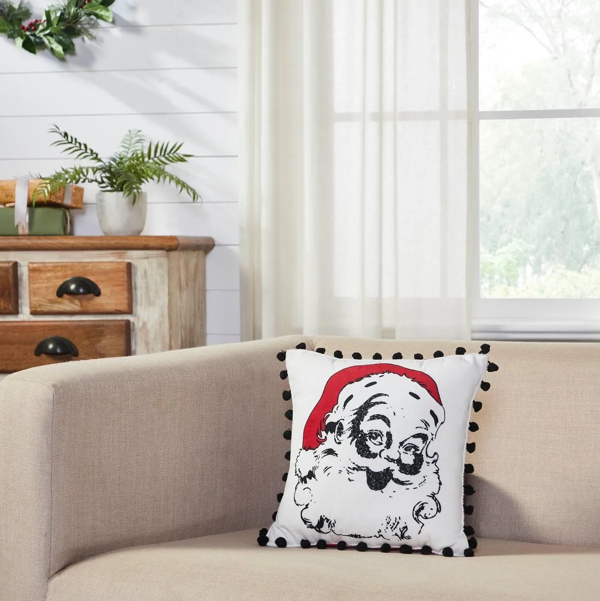 Santa Merry & Bright Christmas Pillow
