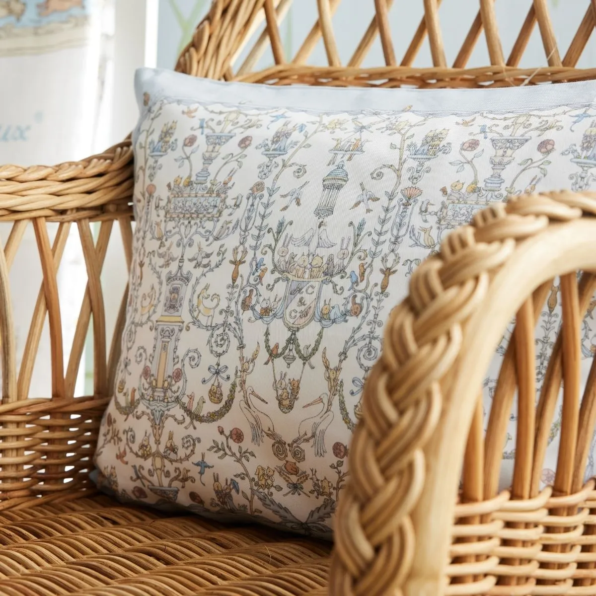 Satin Pillow Toile de Jouy Blue - Atelier Choux x Caitlin Wilson