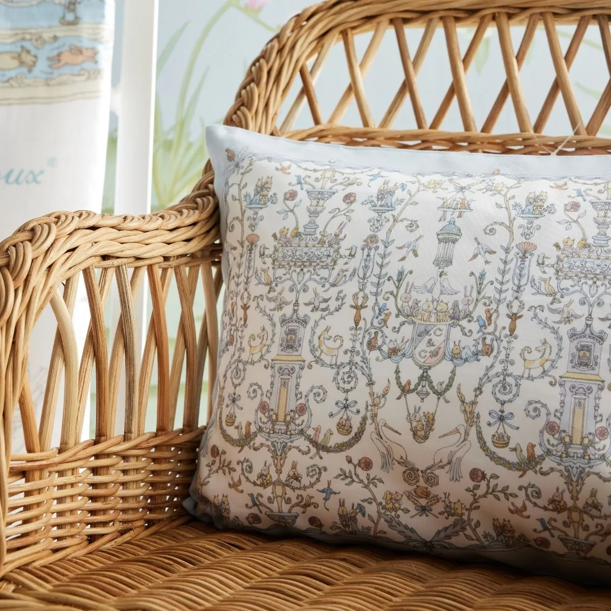 Satin Pillow Toile de Jouy Blue - Atelier Choux x Caitlin Wilson