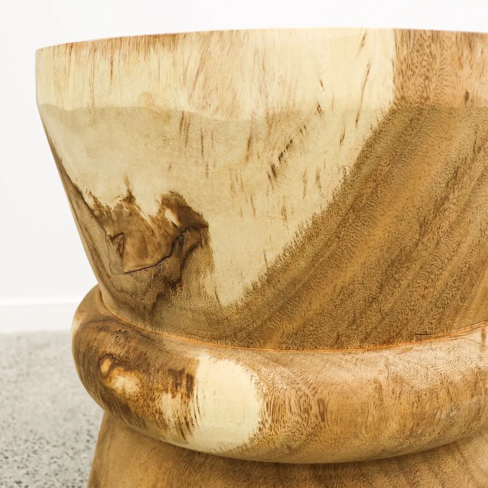 Sculptural Suar Zen Side Table - Natural Wood