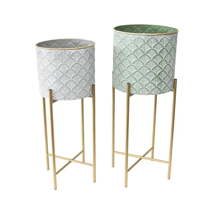 Set of 2 Stilted Fan Plant Stands