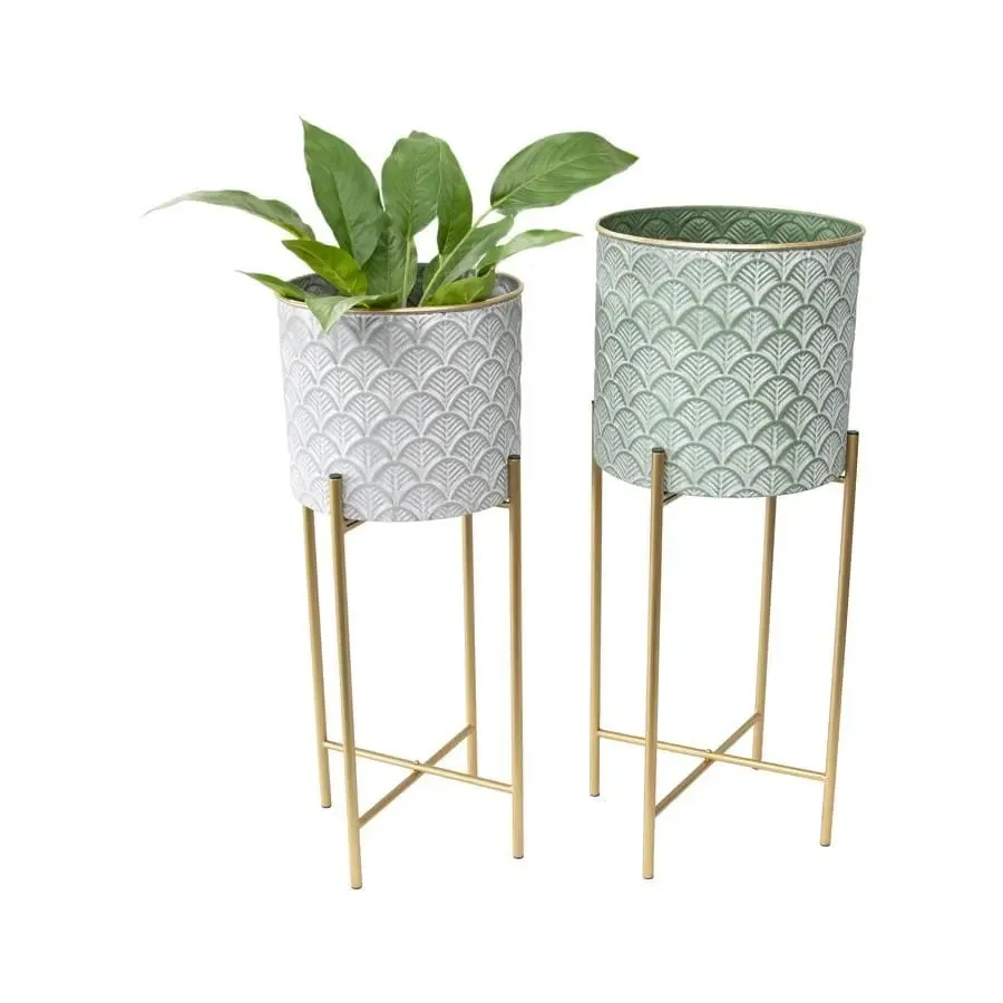 Set of 2 Stilted Fan Plant Stands