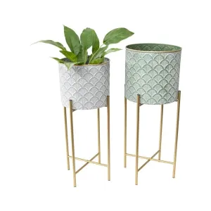 Set of 2 Stilted Fan Plant Stands