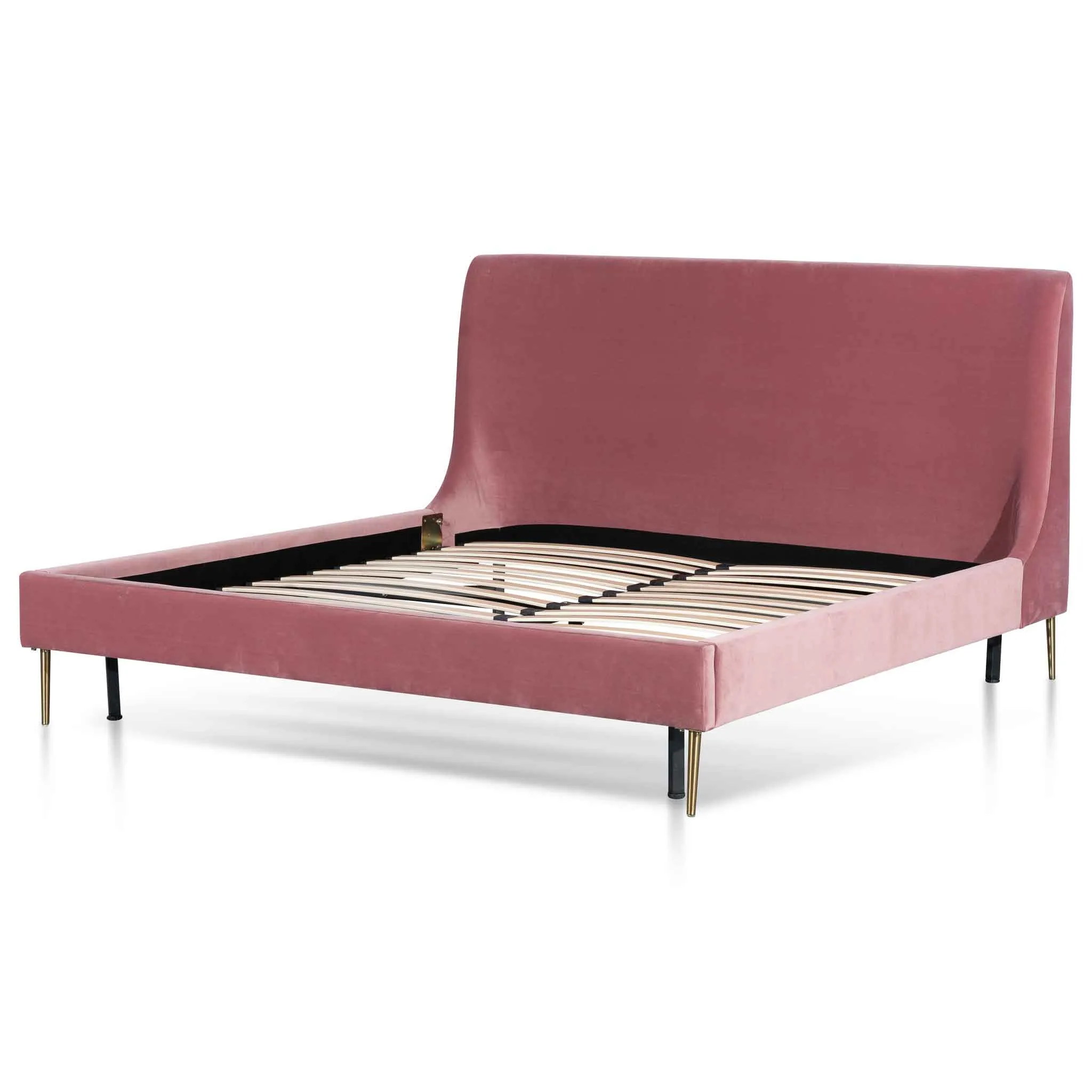 Sheri Queen Bed Frame - Blush Peach Velvet