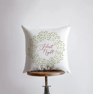Silent Night Leaf Wreath | Throw Pillow | Christmas Pillow | Home Decor | Christmas Throw Pillows | Home Decor Modern | Farmhouse Decor