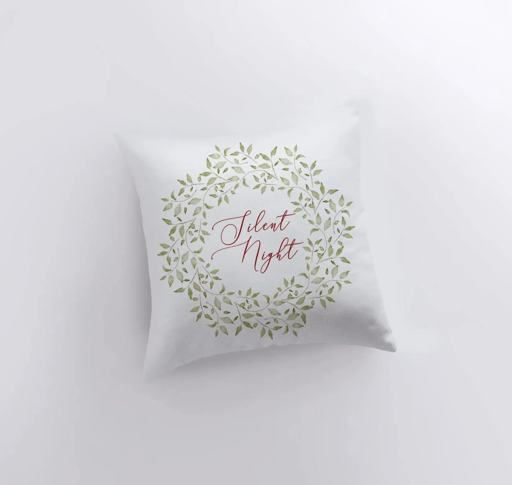 Silent Night Leaf Wreath | Throw Pillow | Christmas Pillow | Home Decor | Christmas Throw Pillows | Home Decor Modern | Farmhouse Decor
