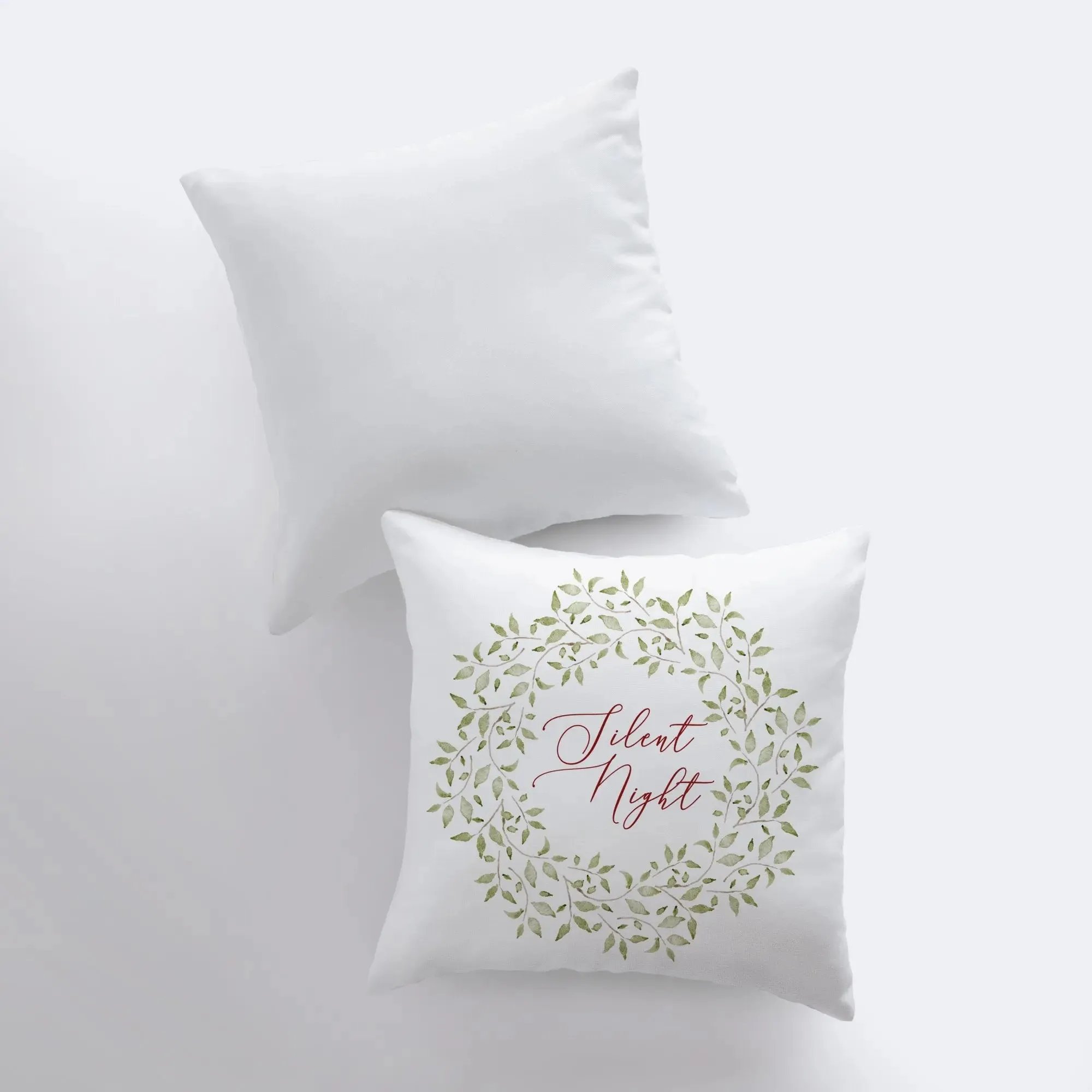 Silent Night Leaf Wreath | Throw Pillow | Christmas Pillow | Home Decor | Christmas Throw Pillows | Home Decor Modern | Farmhouse Decor