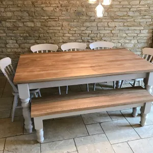 Slat Back Dining Set with Bench