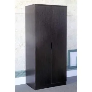 Sophisticated Dark Brown Finish 2 Magnet Closing Door Wardrobe With Hanging Rail.