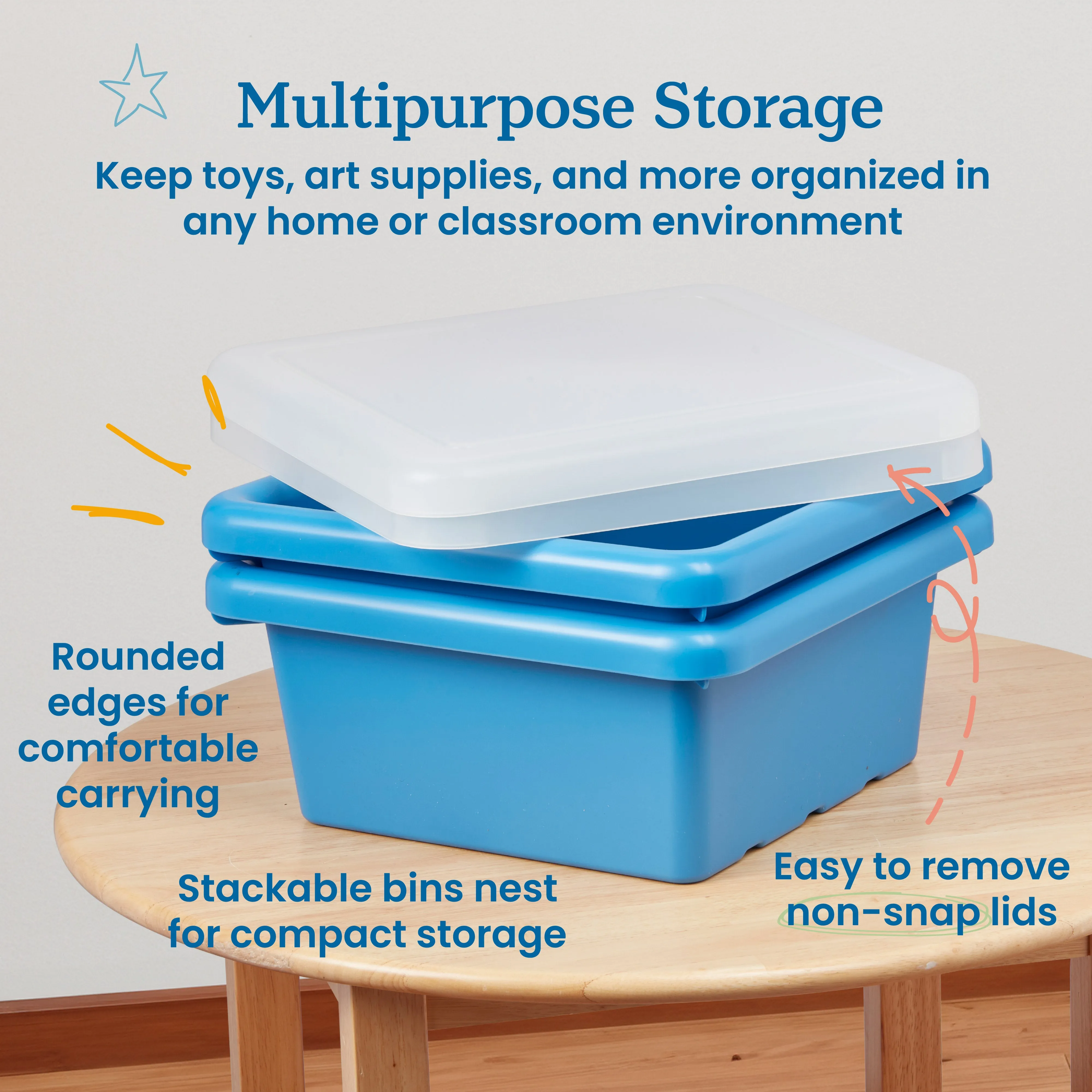 Square Bin with Lid, Storage Containers, 2-Pack