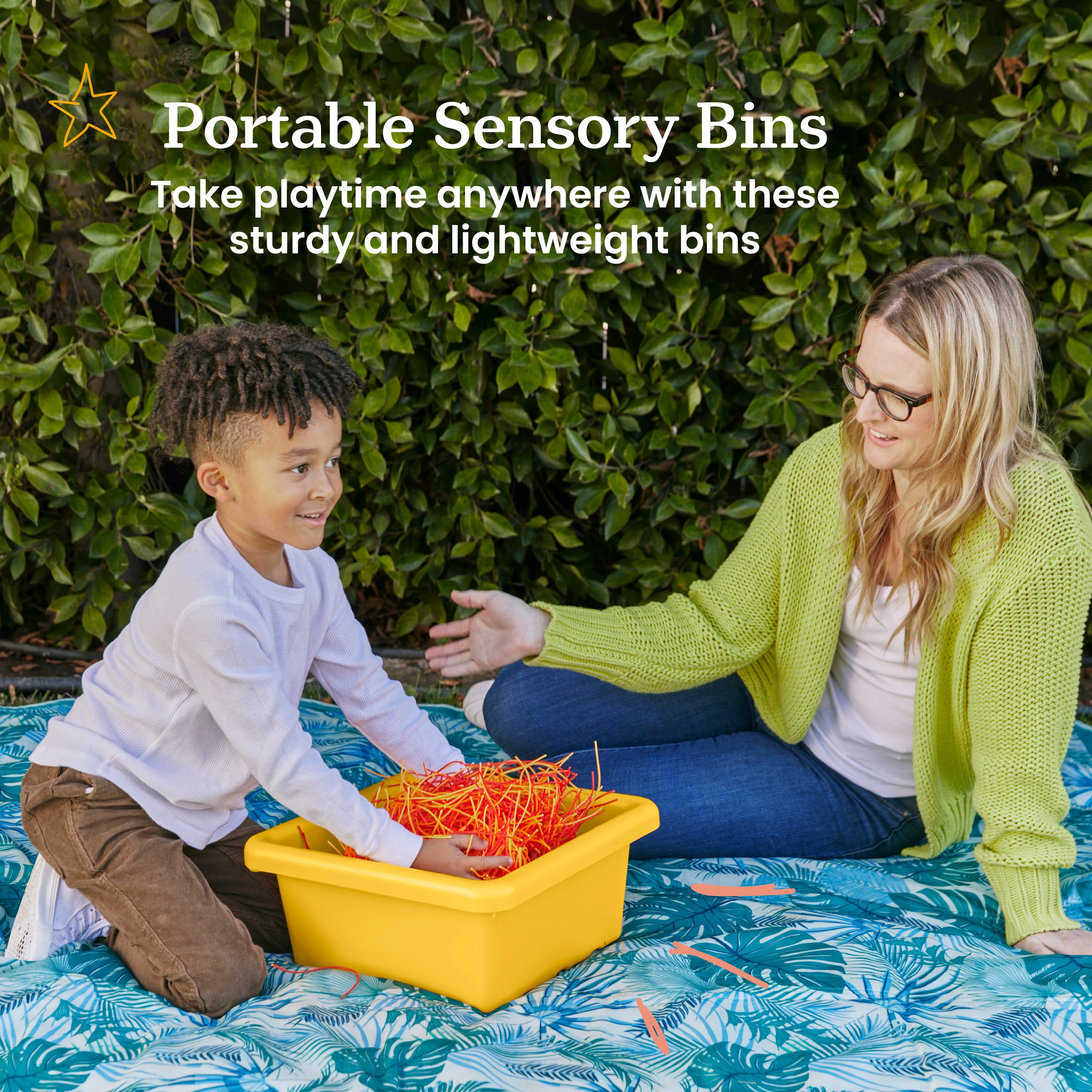 Square Bin with Lid, Storage Containers, 2-Pack
