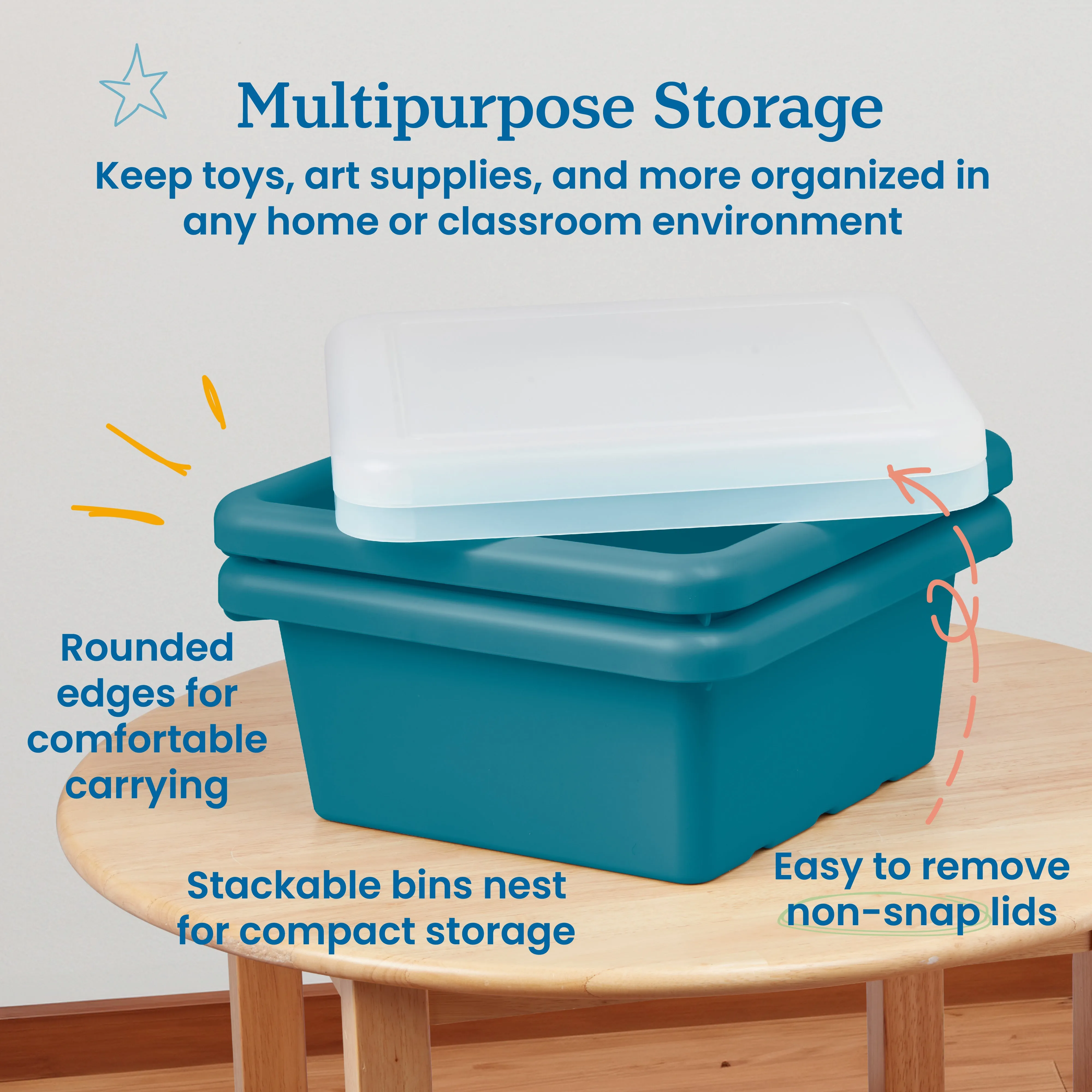 Square Bin with Lid, Storage Containers, 2-Pack