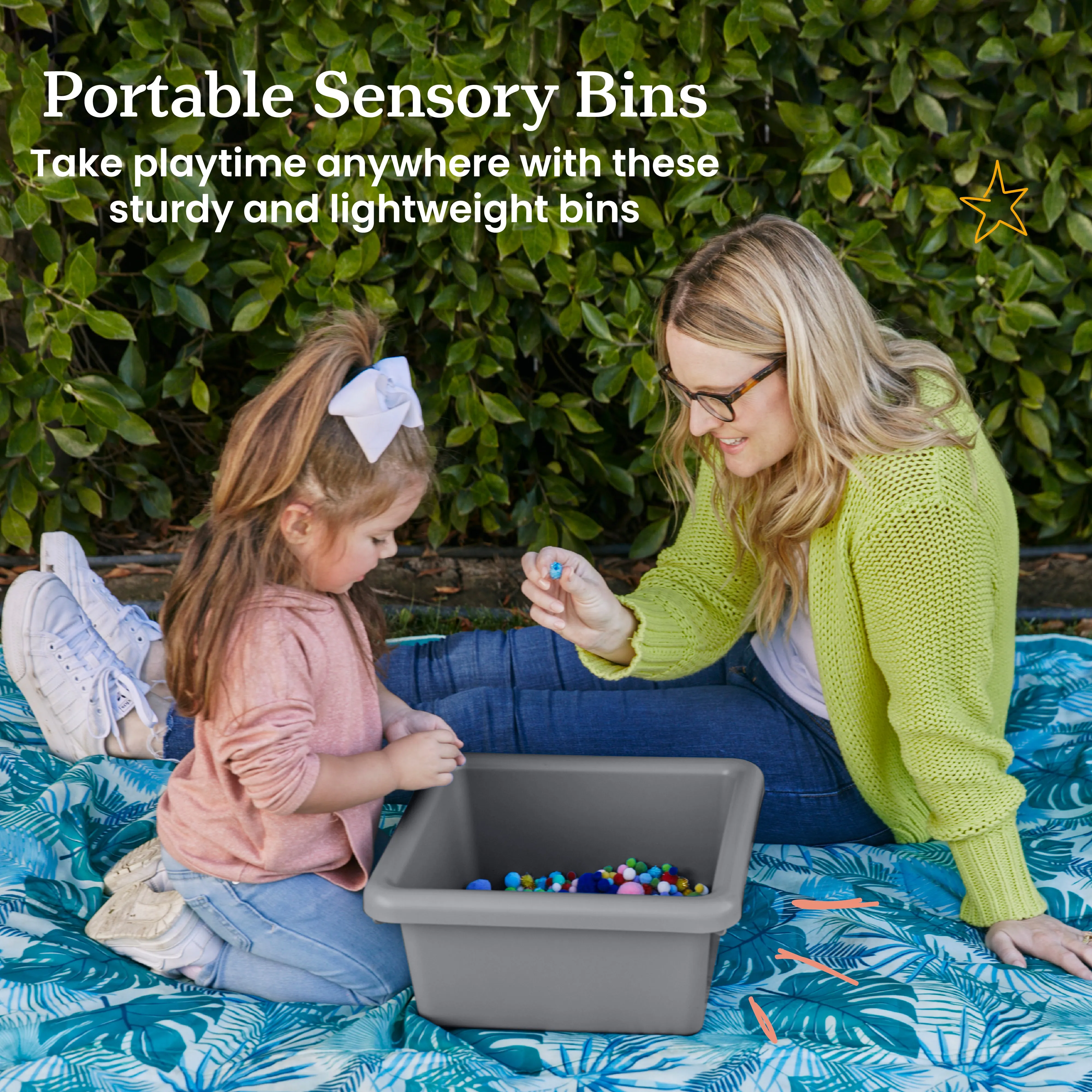 Square Bin with Lid, Storage Containers, 2-Pack