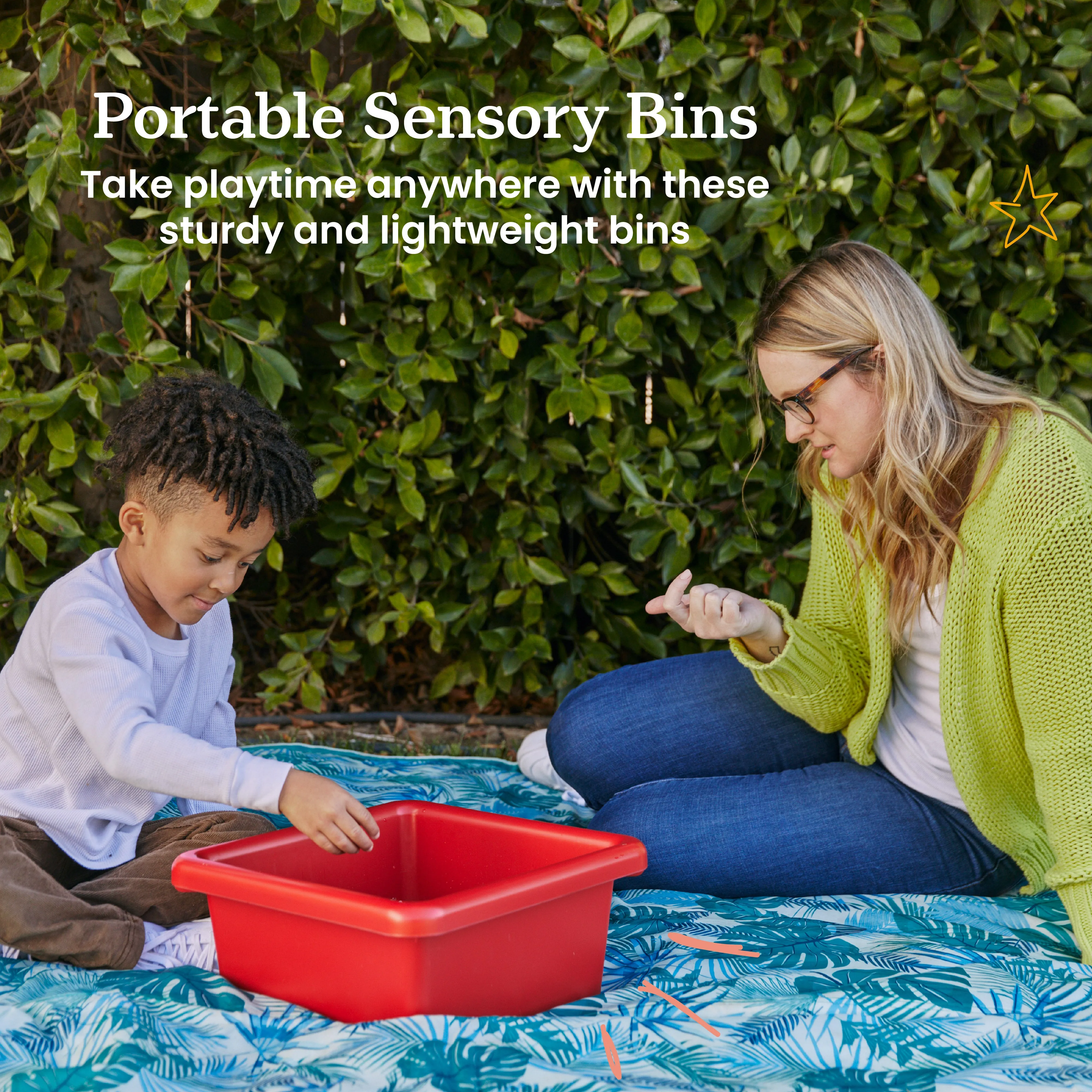 Square Bin with Lid, Storage Containers, 2-Pack