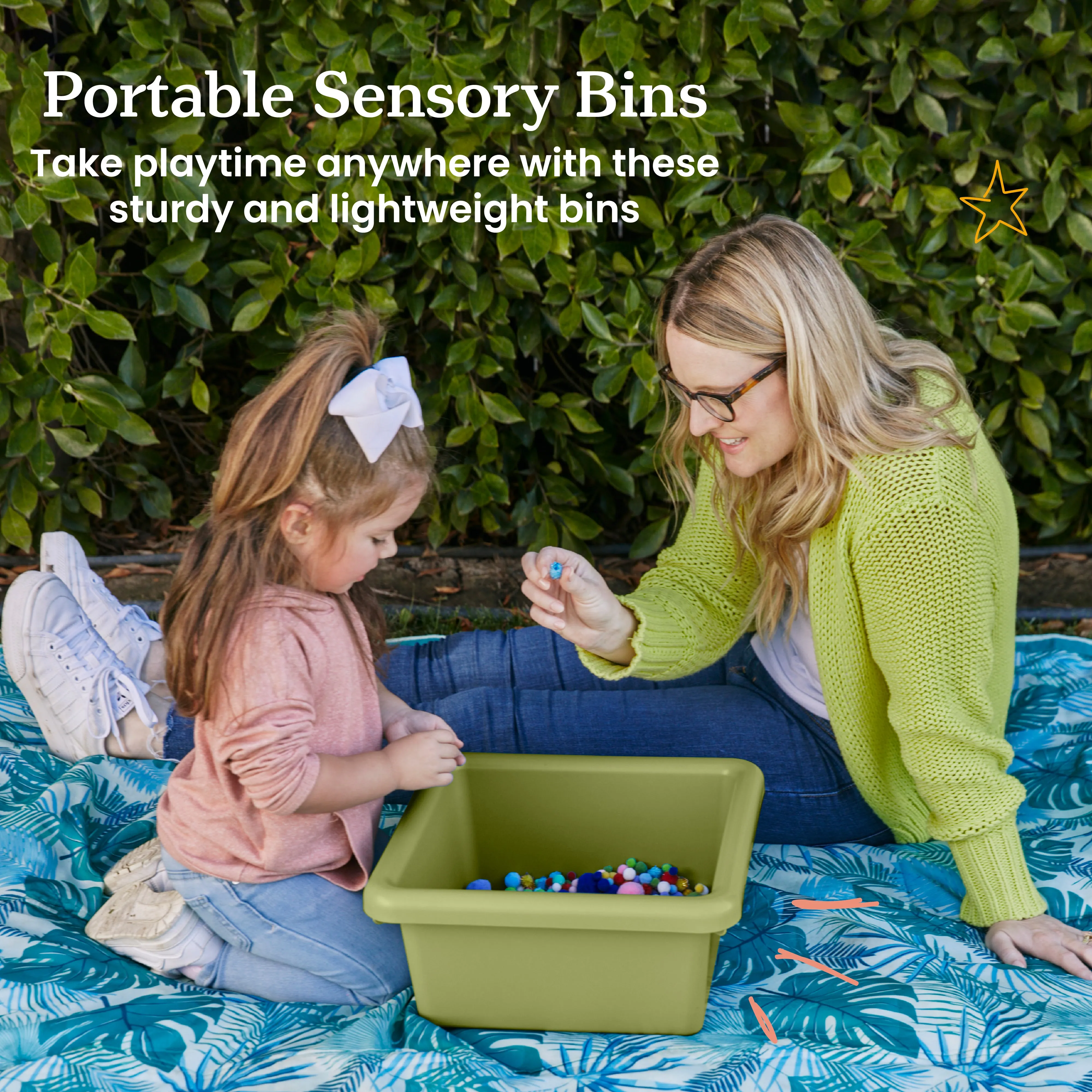 Square Bin with Lid, Storage Containers, 2-Pack
