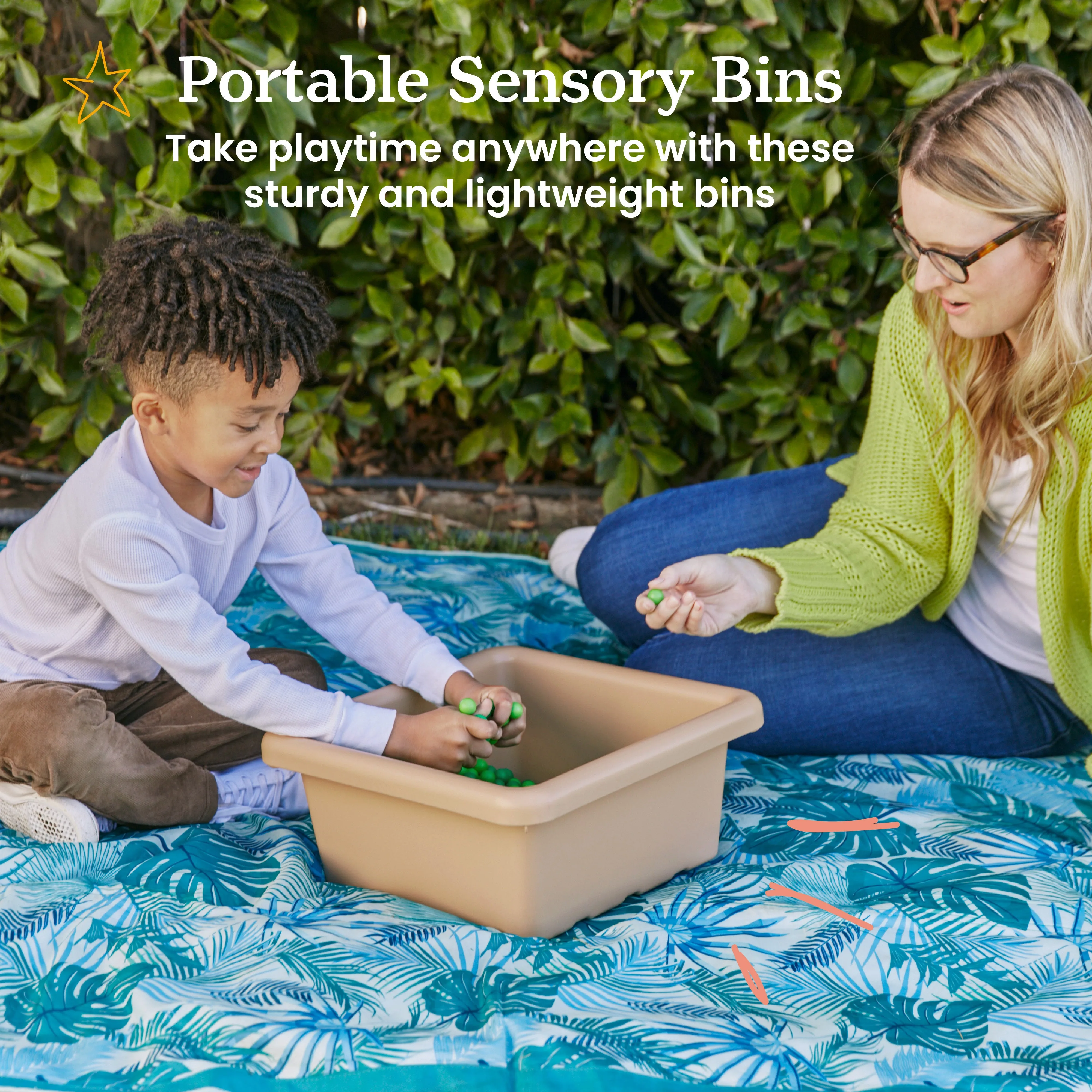 Square Bin with Lid, Storage Containers, 2-Pack